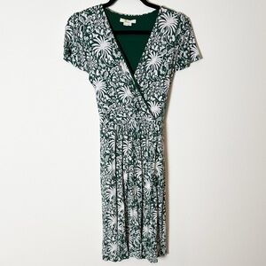 Boden Green Floral Midi Dress Jersey 8